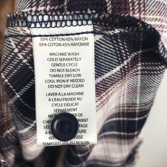 Beach Lunch Lounge Sable Plaid Flannel Shirt Button Back Women's Size Small - Picture 4 of 6